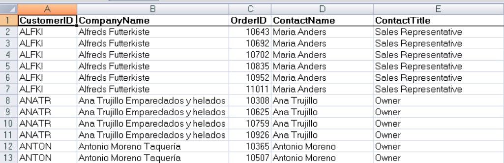 An Excel worksheet used as a flat-file database